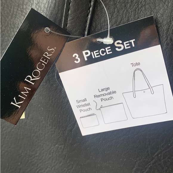 KIM ROGERS BLACK 3 in 1 TOTE Handbag, pouch, wristlet NWT - Picture 5 of 6